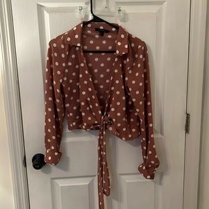 Polka Dot Wrap Crop Top